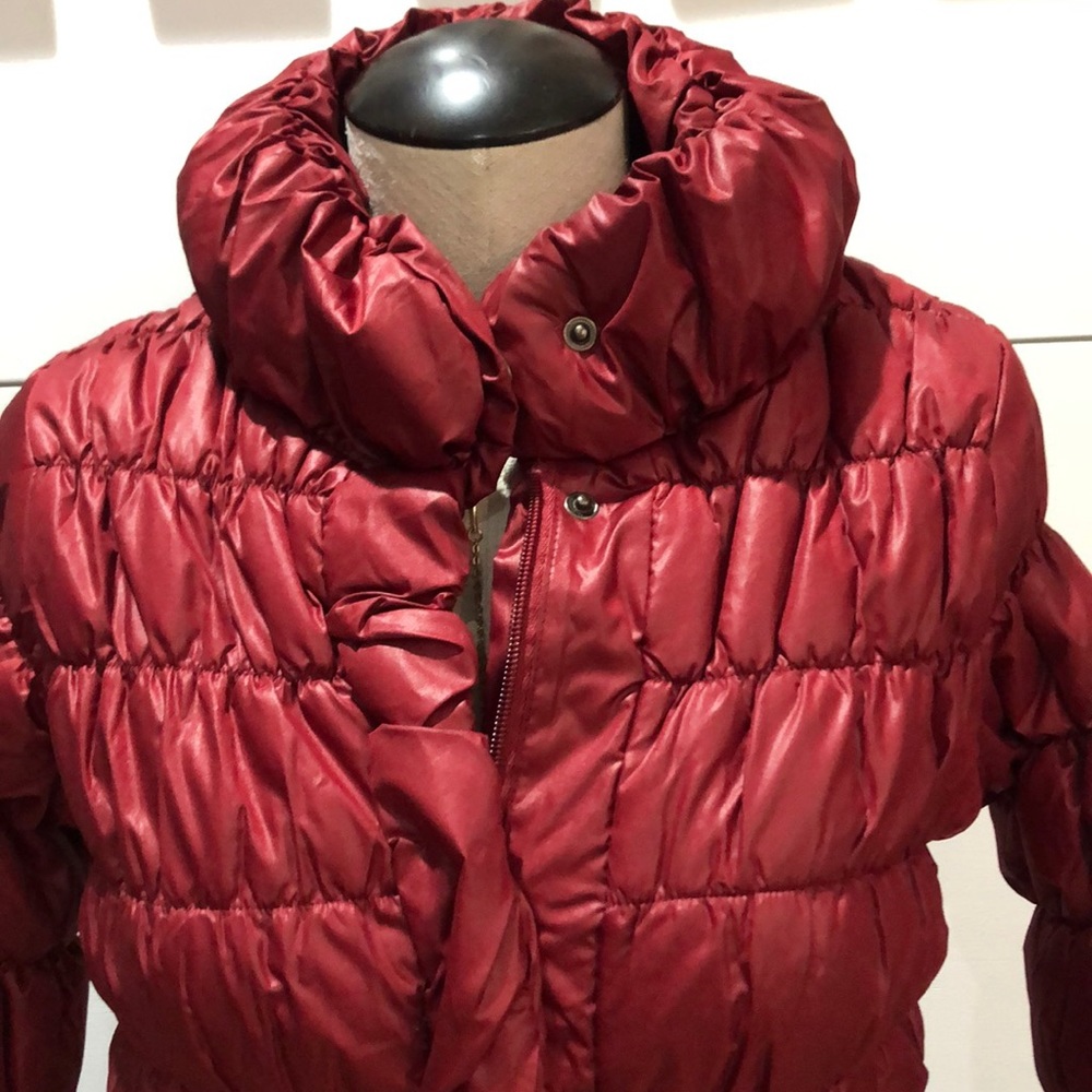 Beautiful Red Zip Button Mini Puffer Jacket - image 3